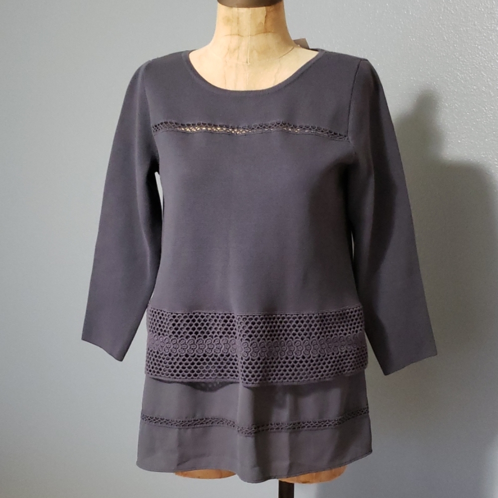 LOFT gray dressy crewneck sweater